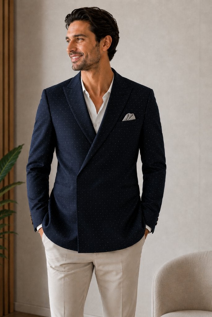 Zara colbert maat L blauw double breasted stip, Maat 52/54 (L), Blauw, Ophalen of Verzenden, Zo goed als nieuw