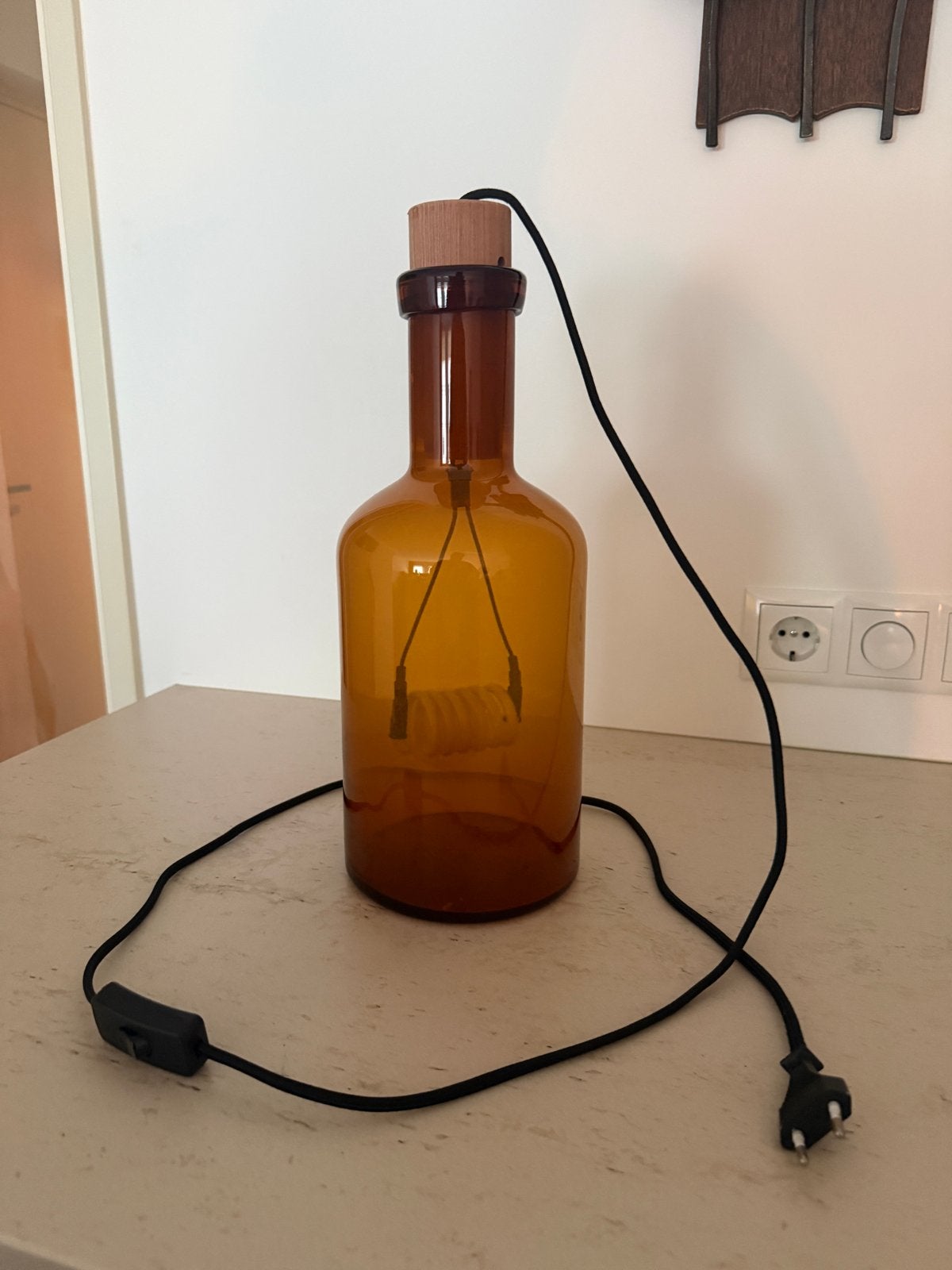 Wattnou lamp in fles - sfeervolle verlichting, Overige merken, Zo goed als nieuw, Glas, Oranje