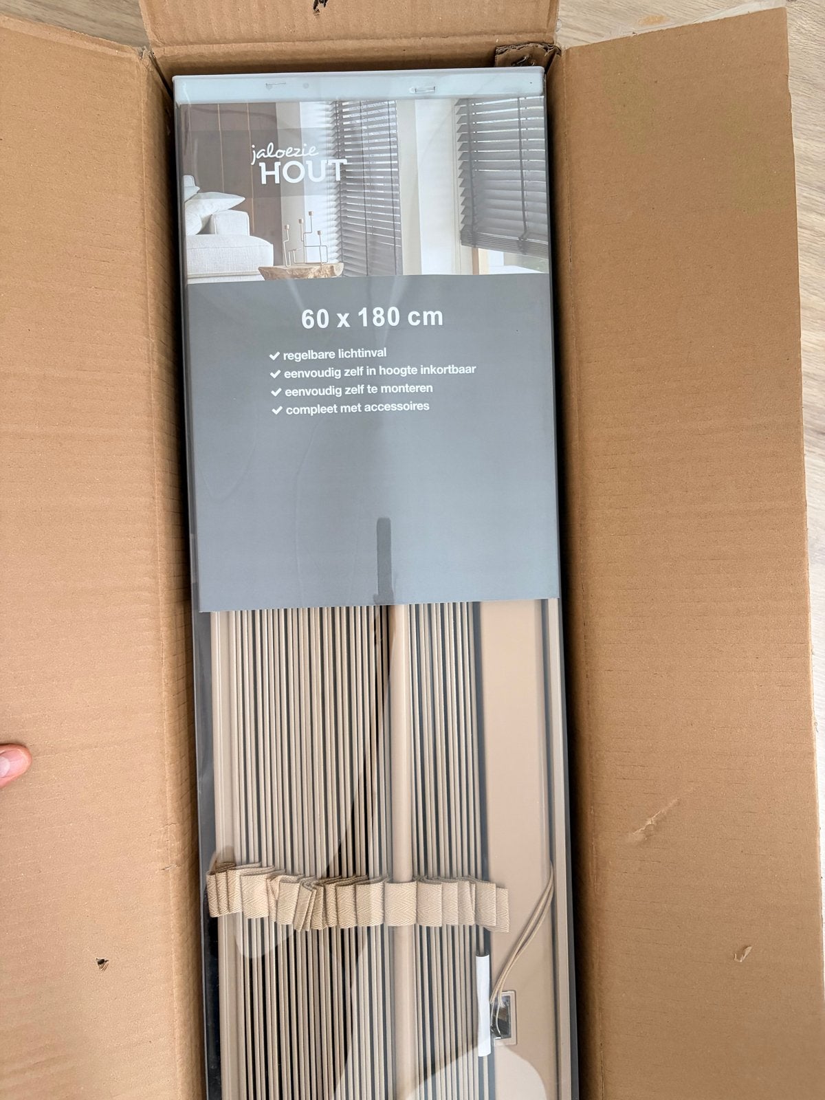 3x Houten Jaloezieën 60x180 cm - Beige, Huis en Inrichting, Ophalen, Jaloezie, Beige, Hout