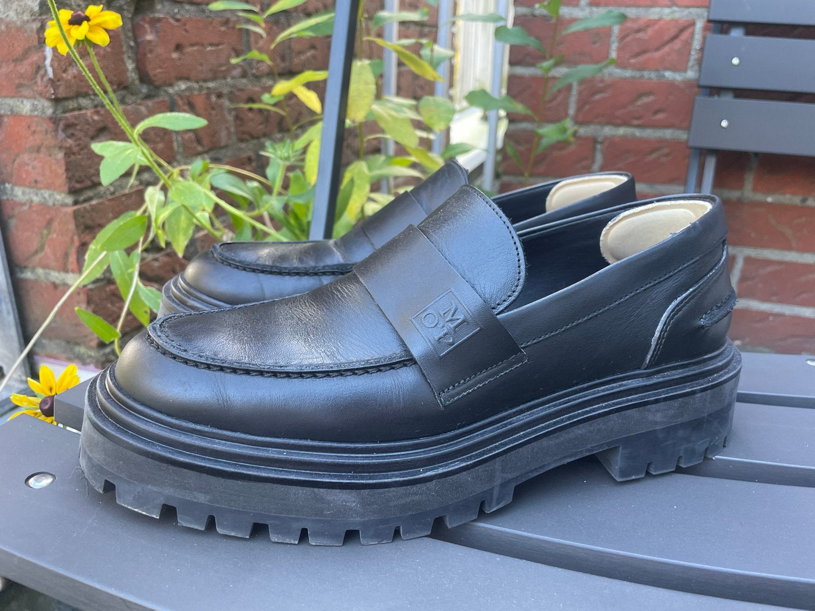 Marc O'Polo instappers met grove zool - Maat 42, Kleding | Dames, Ophalen of Verzenden, Zo goed als nieuw, Zwart, Instappers