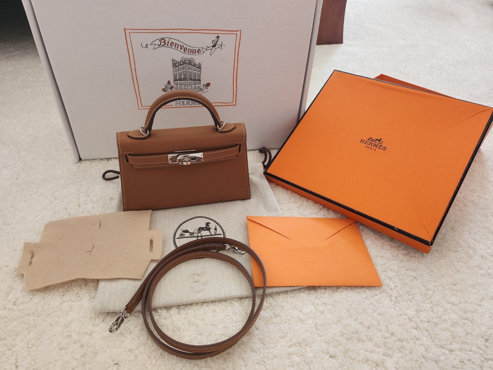 Hermès Kelly Mini II Tasje - Bruin Leer, Sieraden, Tassen en Uiterlijk, Tassen | Damestassen, Ophalen of Verzenden