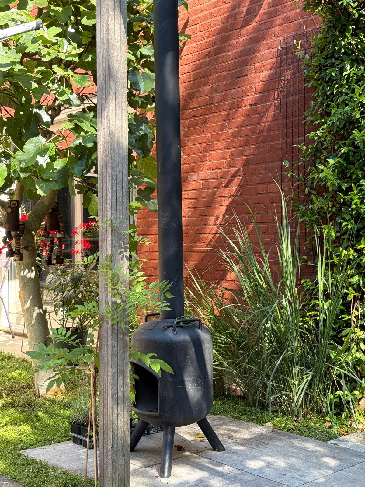 Unieke terraskachel van 18kg propaan gasfles - 250cm hoog, Ophalen, Gebruikt, Vuurkorf