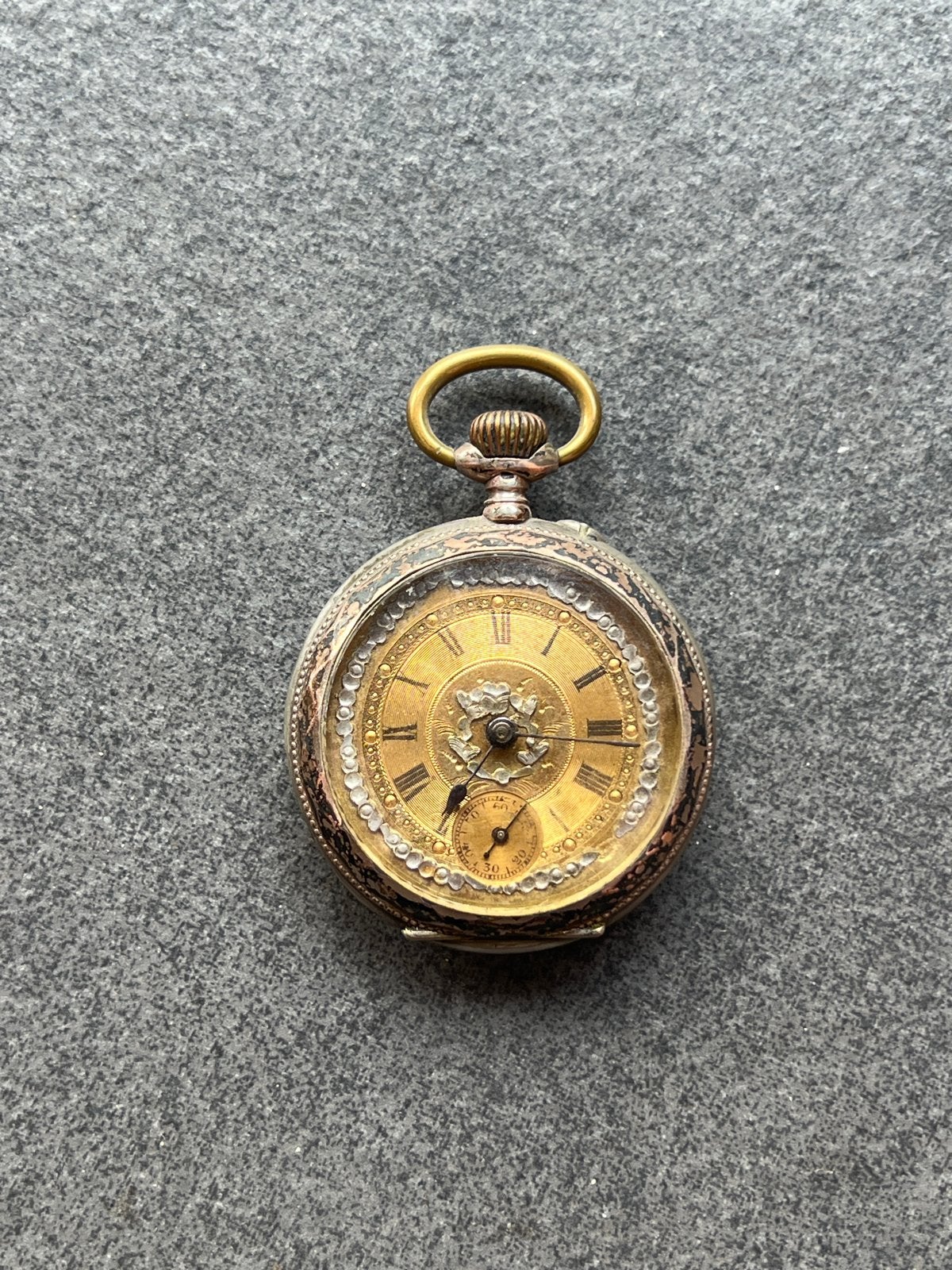 Antiek Zakhorloge - Zilver met Gouden Details, Overige merken, Zakhorloge, Verguld, Ophalen of Verzenden