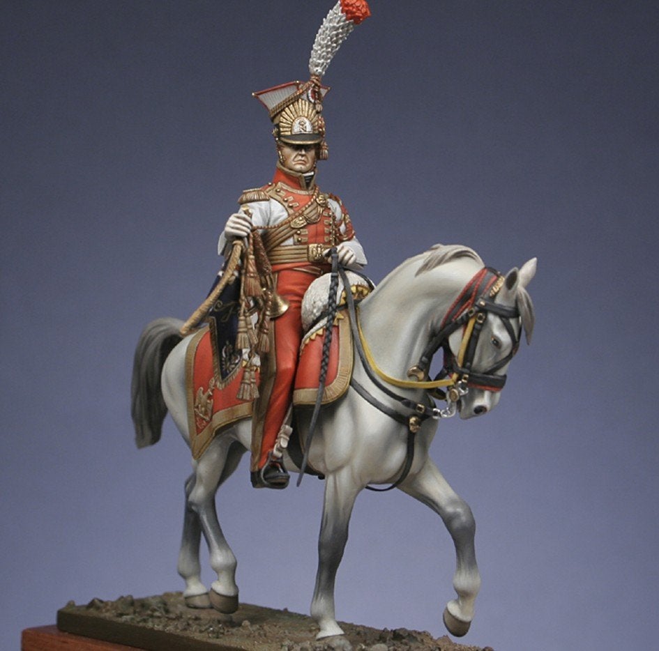 tinnen soldaatje Trompette de lanciers rouges 1813 a cheval, Ophalen of Verzenden, Nieuw, 1:50 of kleiner, Figuur of Figuren