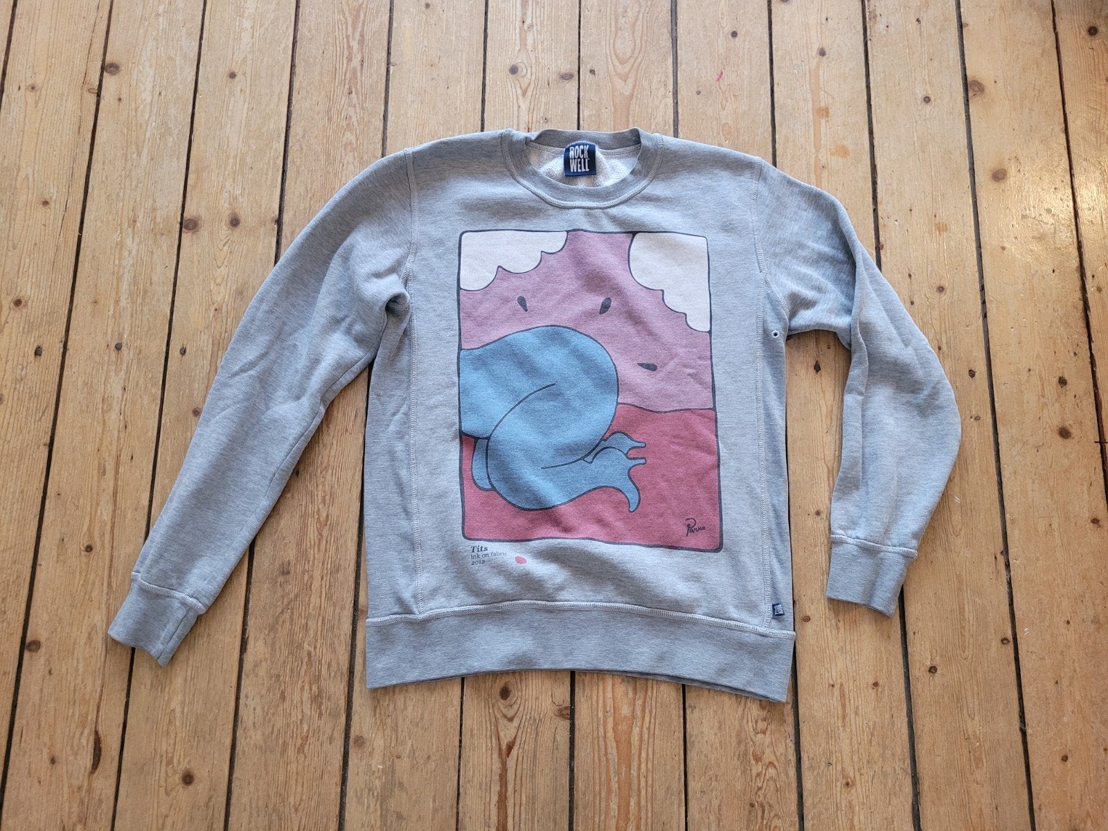 PARRA Sweatshirt Trui S Grijs Rockwell Tits 2012 Art Patta, Parra, Ophalen of Verzenden, Grijs, Gedragen