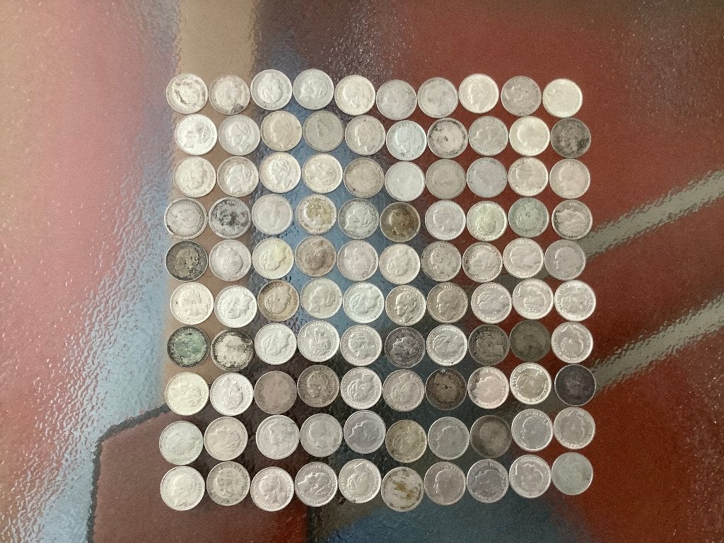 10 cent zilver nederland diverse jaren 100 stuks, Postzegels en Munten, Munten | Nederland, Ophalen of Verzenden, Koningin Wilhelmina