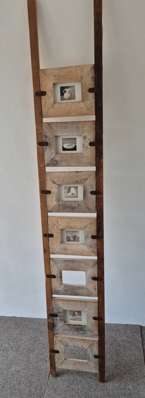 Houten fotoladder met fotolijstjes, Ophalen, Gebruikt, Hout