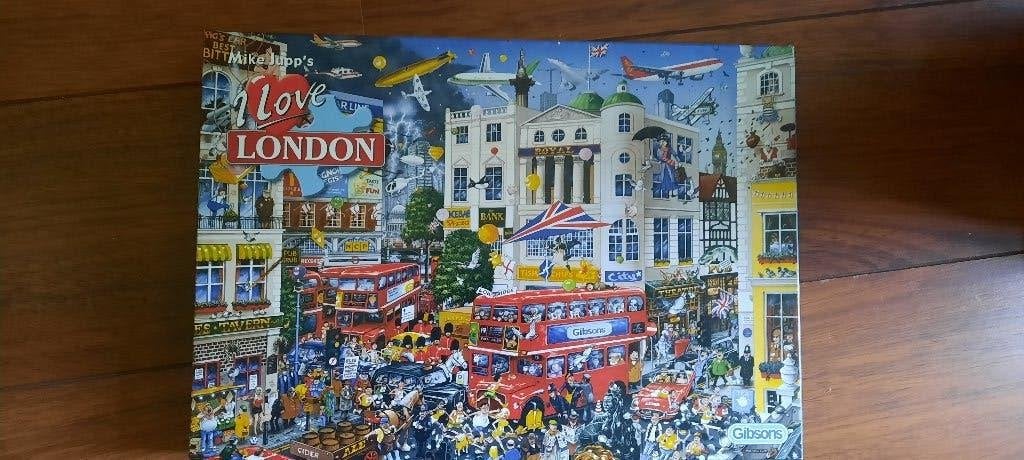 Mike Jupp's puzzel I Love London, Hobby en Vrije tijd, Ophalen of Verzenden, 500 t/m 1500 stukjes, Zo goed als nieuw, Legpuzzel