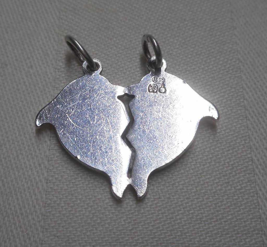 Zilveren vriendschap hanger met dolfijn nr.592, Verzenden, Zo goed als nieuw, Kruis of Symbool, Zilver