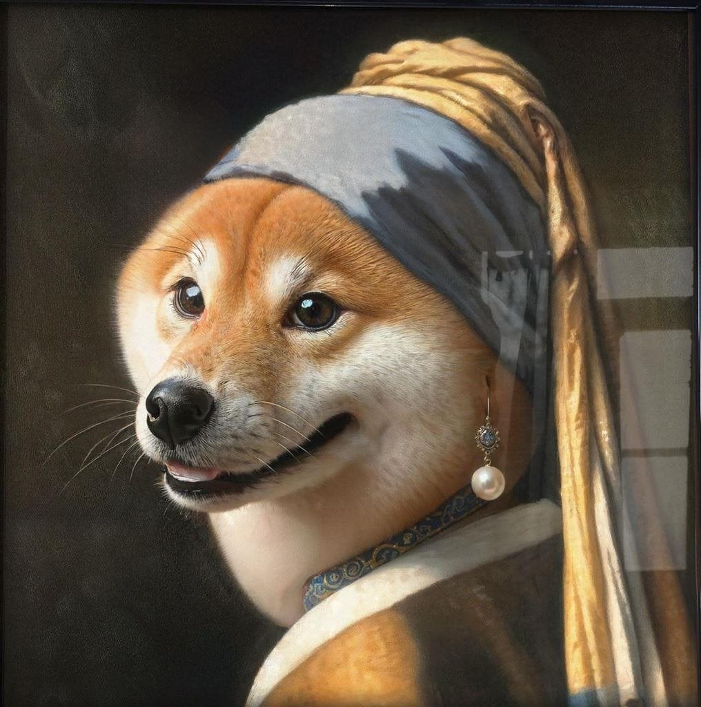 SHIBA INU Hond Kunst Poster Meisje met de Parel vermeer, Verzenden, Nieuw, A1 t/m A3, Film en Tv