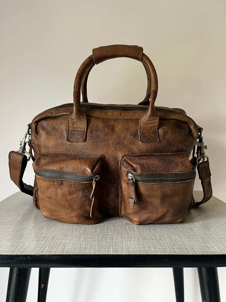 Bruine Cowboysbag 118 the bag small, 38x18x25. Leer vak rits, Overige merken, Gebruikt, Bruin, Verzenden