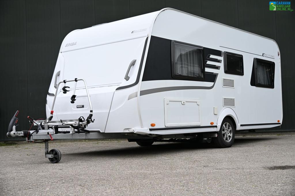 Eriba Exciting 465 Mover Voortent Fietsdrager zakluifel TOP!, Kachel, Rondzit, Bedrijf, Lengtebed