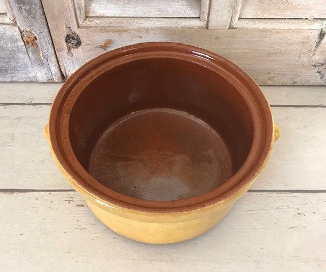 Provençaalse terracotta vuurpot kookpot geel geglazuurd, Ophalen of Verzenden