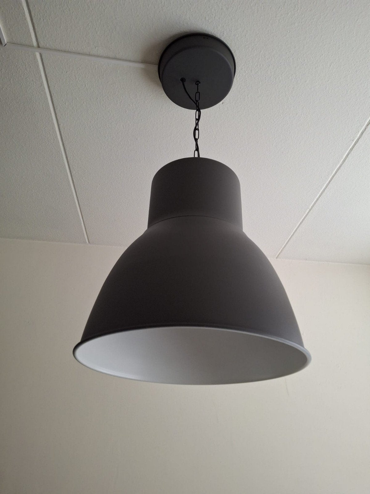 Donkergrijze IKEA Hektar lampen set (vloer, plafond, klem), Ophalen, E27 (groot), Zo goed als nieuw, Metaal
