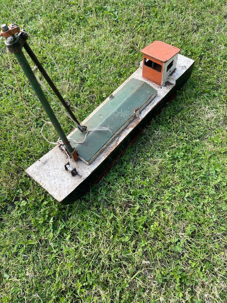 Vintage Stalen Vrachtboot Model - Decoratief, Hobby en Vrije tijd, Modelbouw | Boten en Schepen, Zo goed als nieuw, Ophalen of Verzenden
