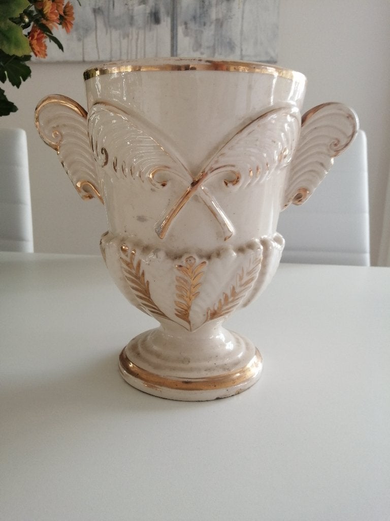 oude Franse vaas wit met goud, Ophalen of Verzenden