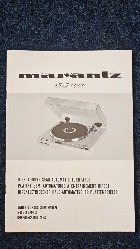 Marantz TT2000 platenspeler instructiemanual, Audio, Tv en Foto, Platenspelers, Ophalen of Verzenden, Zo goed als nieuw, Overige merken