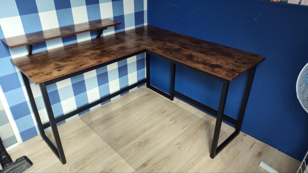 Vasagle Hoekbureau met monitorstandaard - Industrieel design, Ophalen, Opzetstuk, Spaanplaat of MDF, Hoekbureau