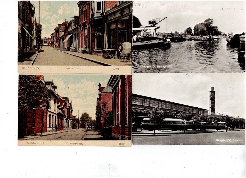 Ansichtkaarten Hengelo (Ov) 4 gelopen kaarten, Ophalen of Verzenden, 1920 tot 1940, Gelopen, Overijssel