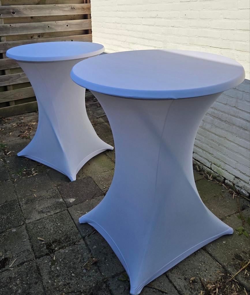 2 Luxe statafels 85 cm + 2 witte stretchhoezen + zwarte hoes, Ophalen, Zo goed als nieuw