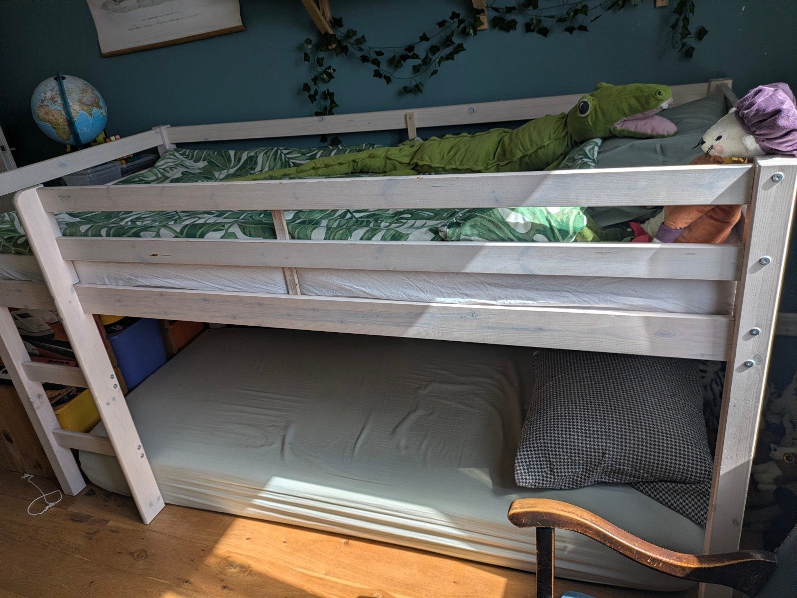Houten half hoogslaper voor kinderen, Ophalen, Gebruikt, Eenpersoons, 200 cm
