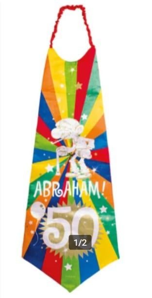 Abraham 50 jaar Stropdas 100 cm / 1 meter, Ophalen of Verzenden, Nieuw, Abraham of Sarah, Accessoires