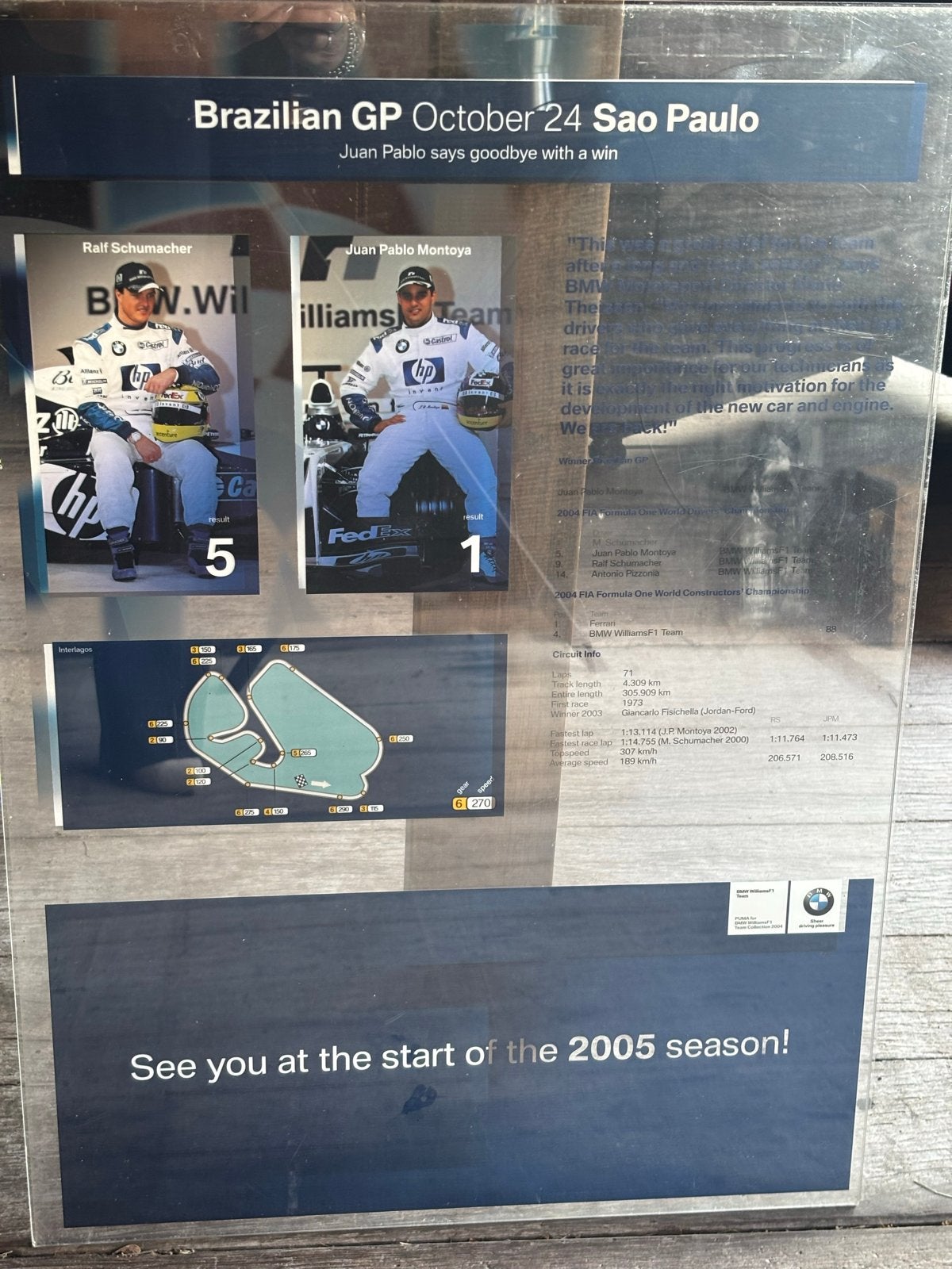 Formule 1 Brazilian GP 2004 Herdenkingsplaat, Ophalen of Verzenden, Zo goed als nieuw, Formule 1