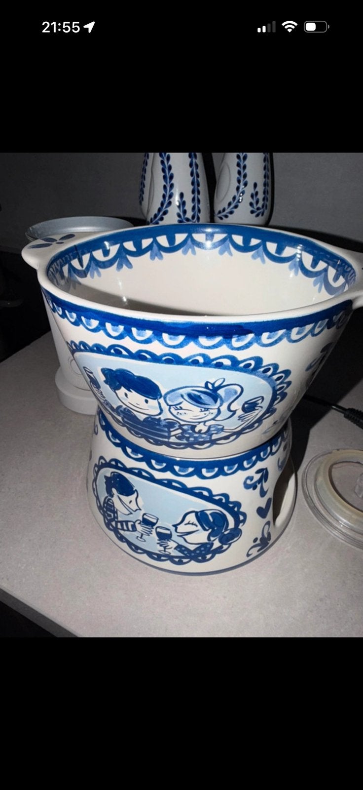 Blond amsterdam fondue set delfs blauw, Ophalen, Aardewerk, Bord(en)