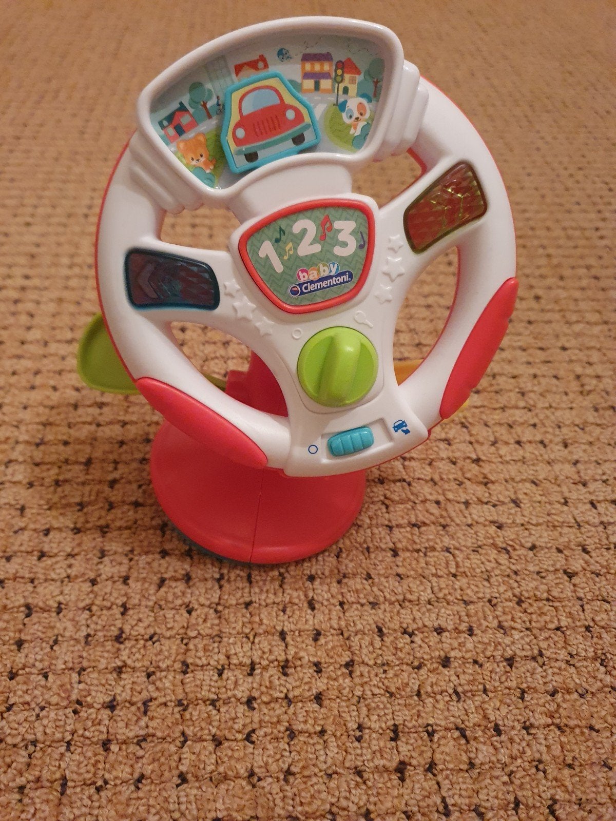Baby Clementoni Autostuur met zuignap, licht en geluid, Ophalen, Gebruikt, Overige typen, Met licht