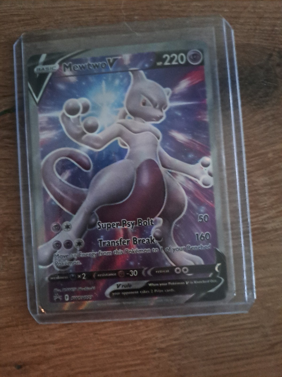 Mewtwo V Promo Pokémon Kaart, Ophalen of Verzenden, Zo goed als nieuw, Losse kaart, Foil