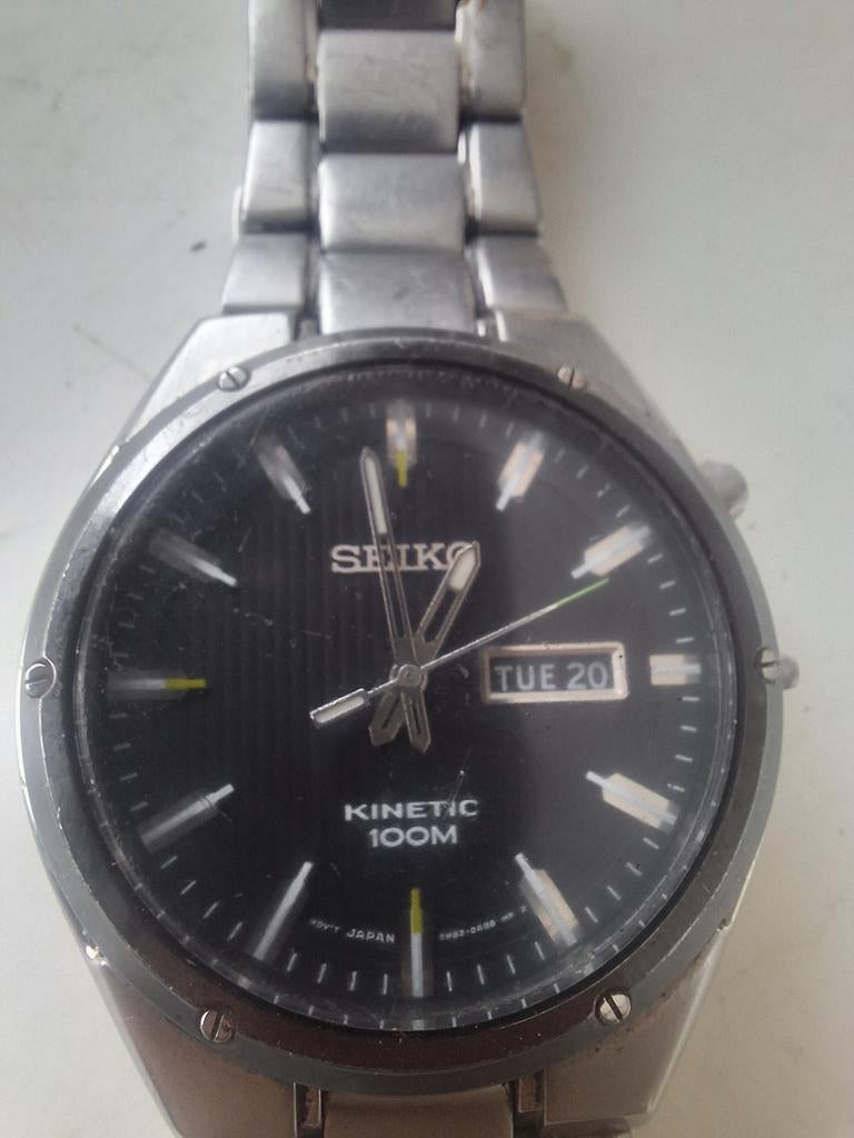 Seiko Kinetic 5M83-0A10 Herenhorloge - Knopje ontbreekt, Ophalen of Verzenden