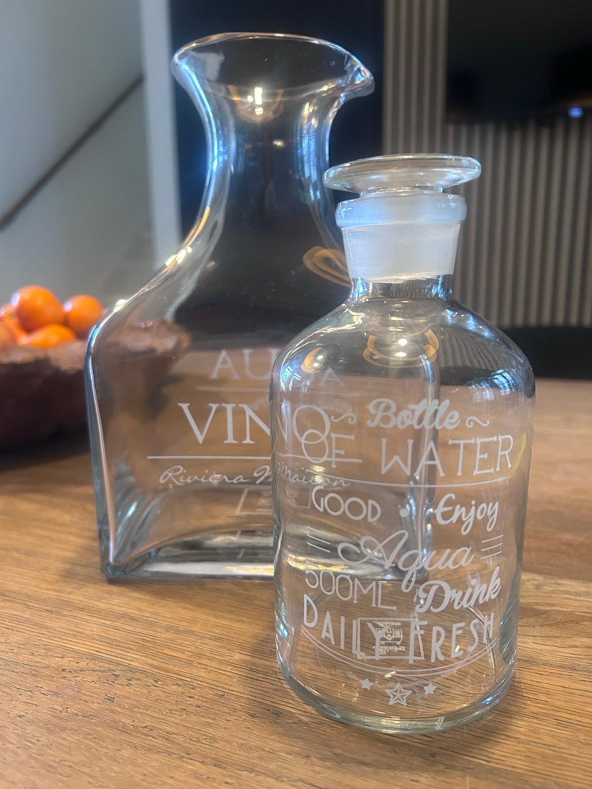 Riviera Maison water/wijn karaffen (2 stuks), Ophalen, Zo goed als nieuw