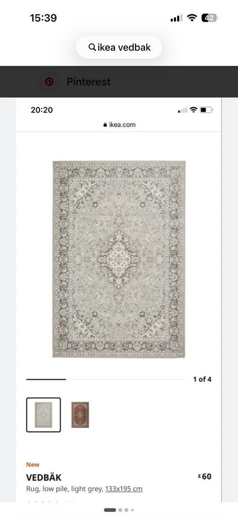 Ikea vedbak vloerkleed 133x195, Ophalen, Zo goed als nieuw, Rechthoekig, 150 tot 200 cm