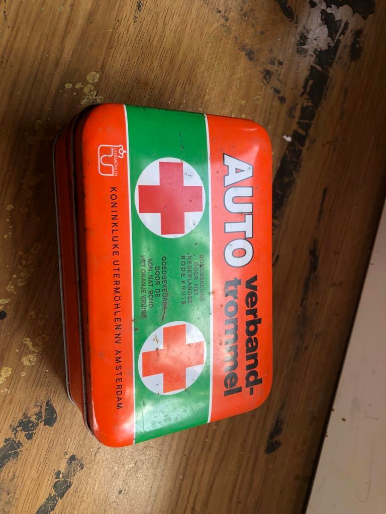 Vintage Auto Verbandtrommel - Retro EHBO Doos (leeg), Ophalen of Verzenden, Zo goed als nieuw, Overige