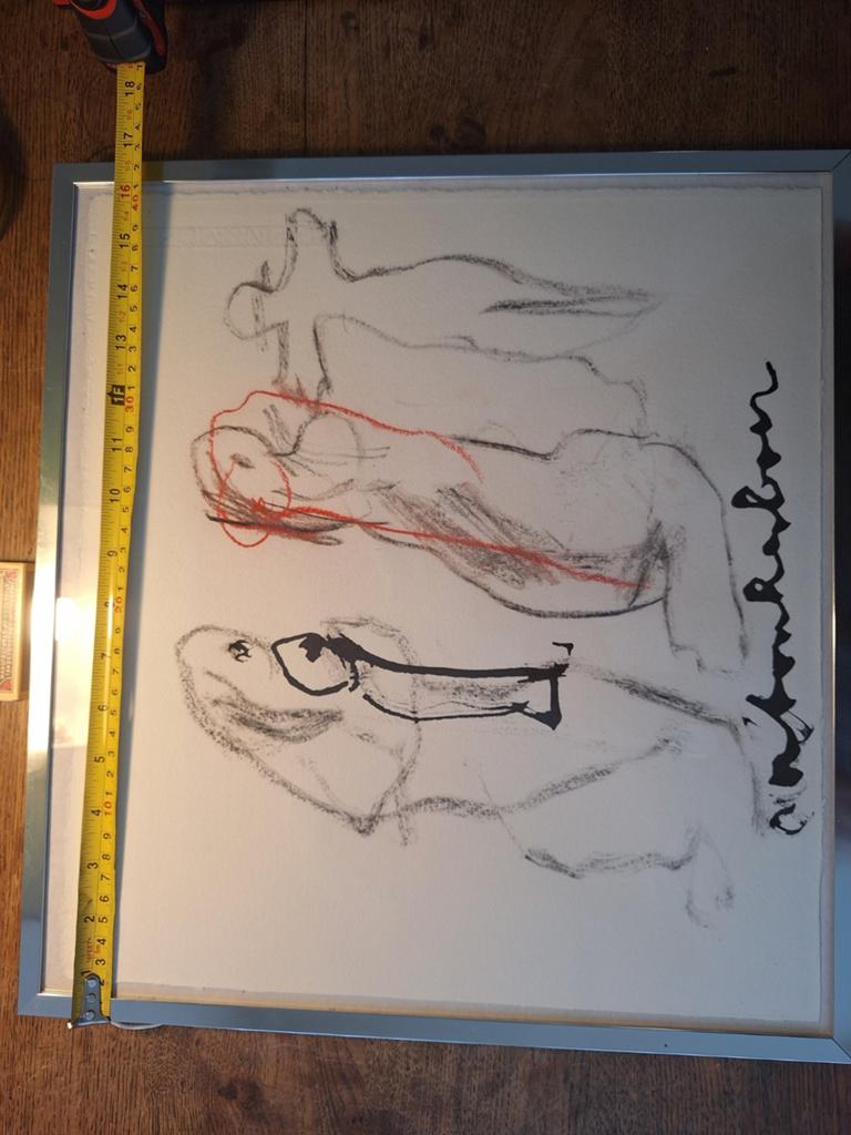 Abstracte tekening in lijst - anton heyboer, Ophalen of Verzenden