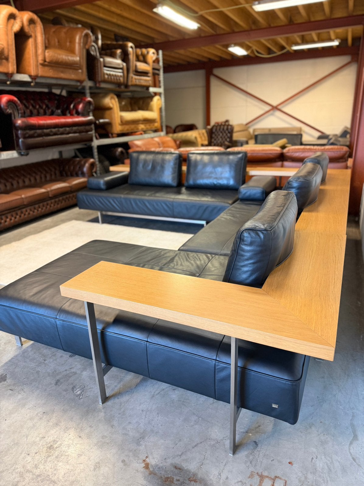 Foto 13 van Design leren hoekbank bankstel zwart leer Rolf Benz Dono