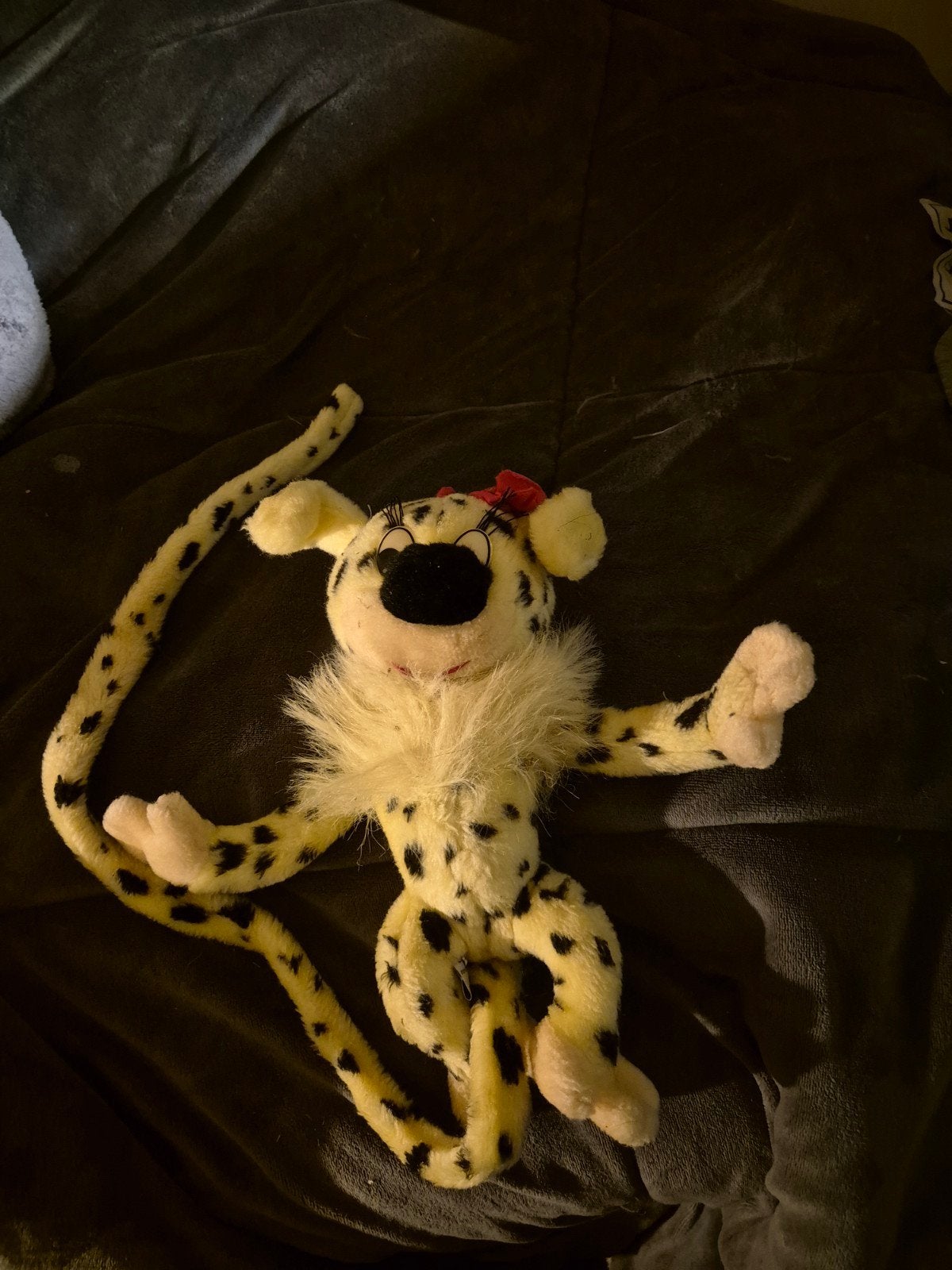 Marsupilami knuffel vrouw 30 cm met lange staart (1987), Kinderen en Baby's, Gebruikt, Overige merken, Overige typen, Ophalen of Verzenden