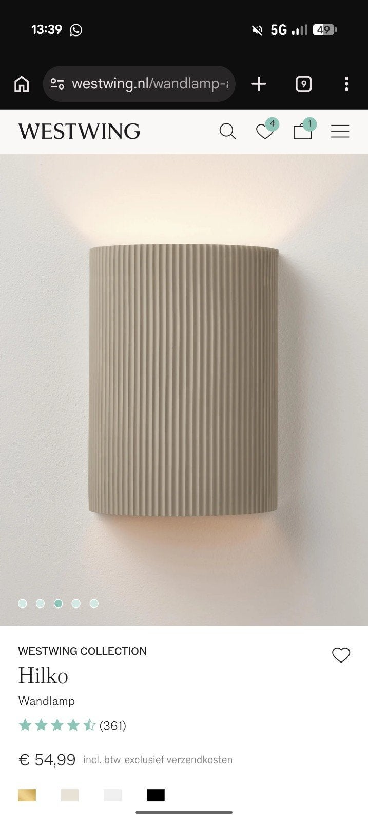 2 X HILKO wandlamp - Lichtbeige - Nieuw in doos, Kunststof, Dimbaar, Nieuw, Overige merken