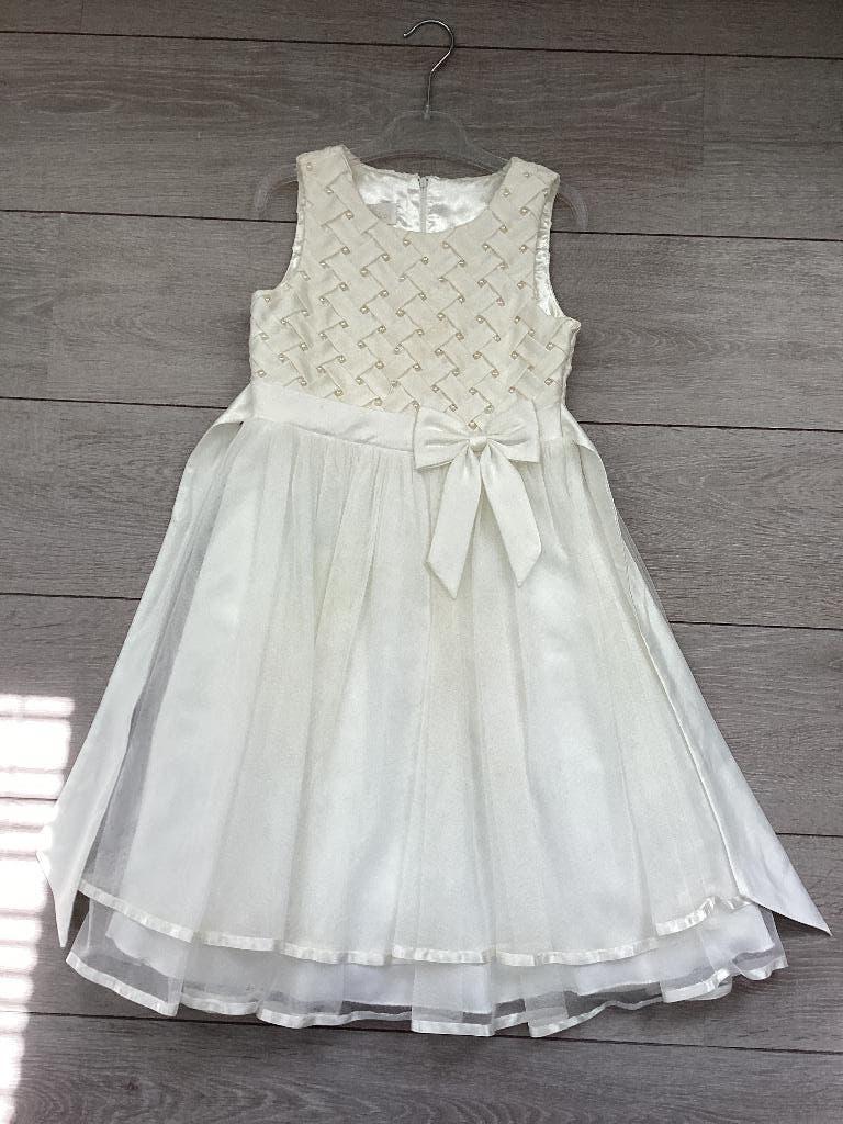 Feestjurk ivoor wit maat 128, Kinderen en Baby's, Kinderkleding | Maat 128, Ophalen of Verzenden, Gebruikt, Meisje, Jurk of Rok