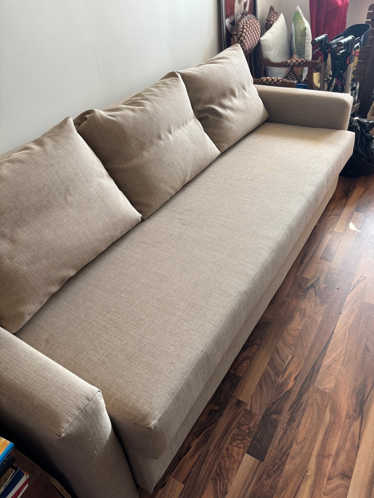 IKEA FRIHETEN 3-zits slaapbank - Beige/Zandkleurig, Ophalen, Zo goed als nieuw