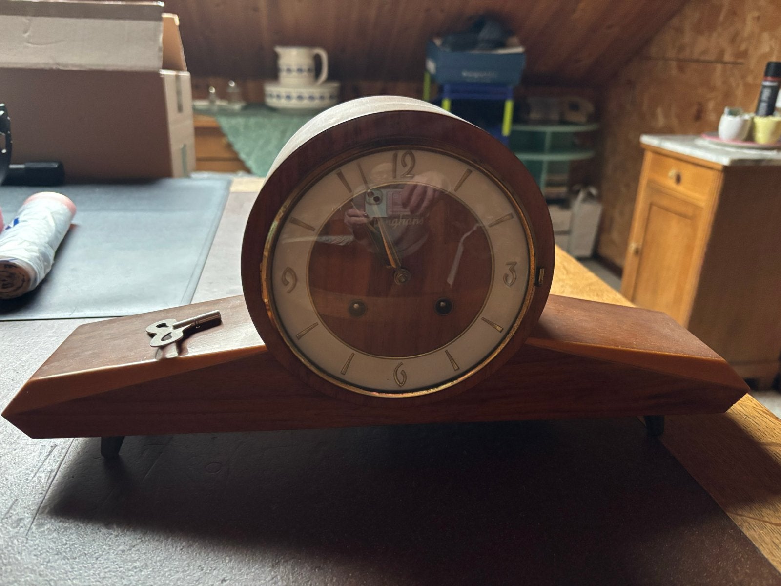 Vintage Junghans tafelklok met sleutel, Antiek en Kunst, Ophalen of Verzenden