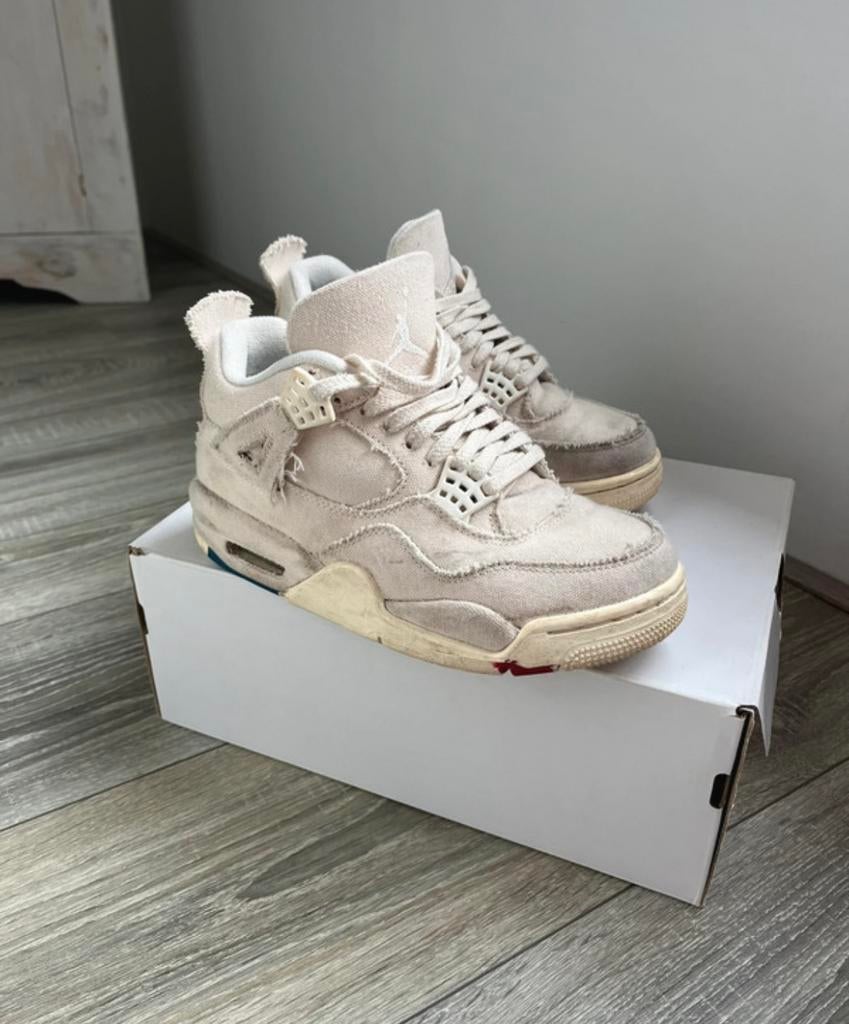 Air jordan 4 retro 36,5 blank canvas sail cement sneakers, Ophalen of Verzenden, Gedragen, Sneakers of Gympen