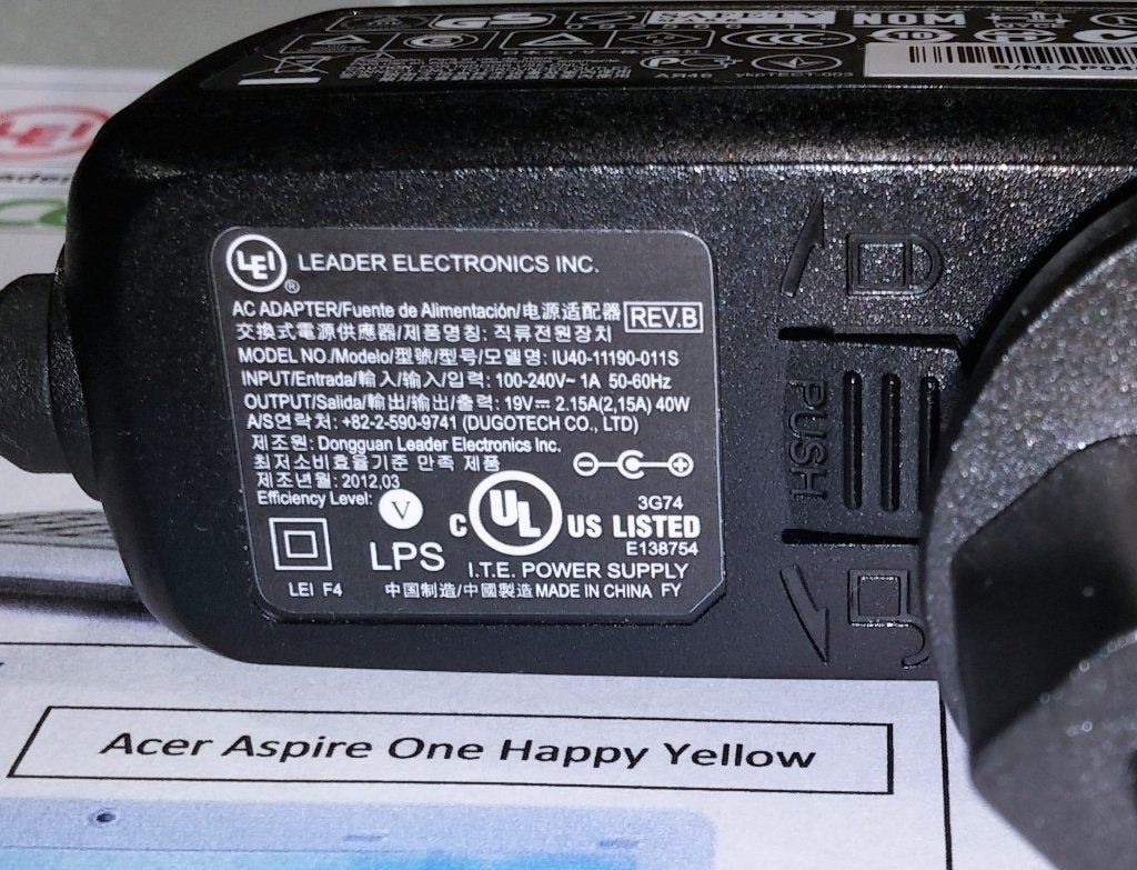 Acer 19V 2.1A 40W Travel AC Adapter Lader Oplader 1.7x5.5mm, Ophalen of Verzenden, Zo goed als nieuw, Acer