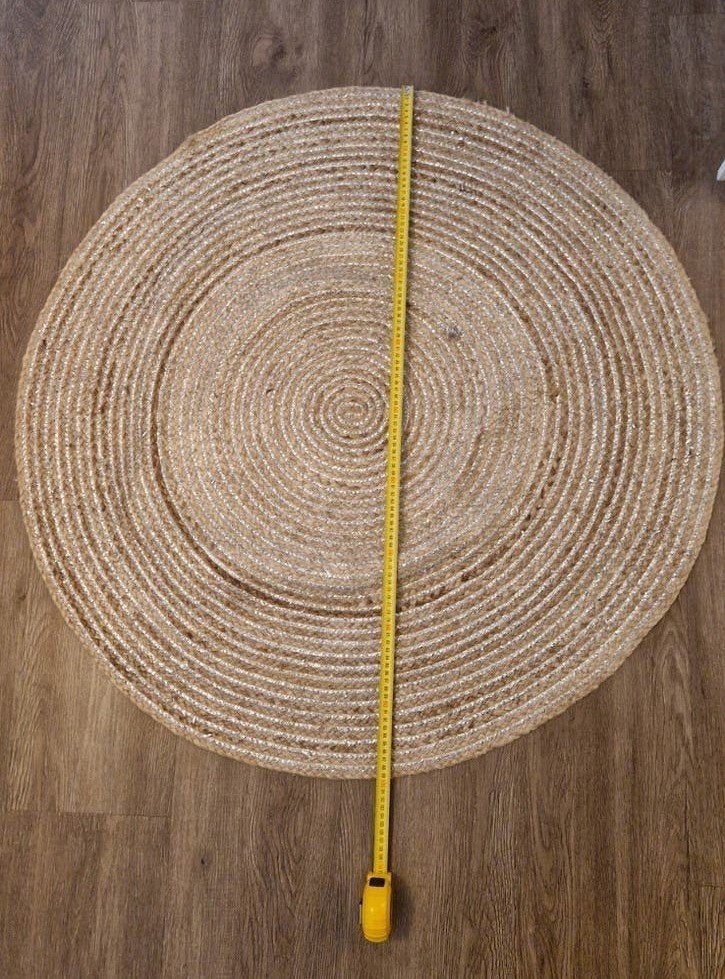 Rond vloerkleed van jute met zilveren accenten, 100 cm, Ophalen