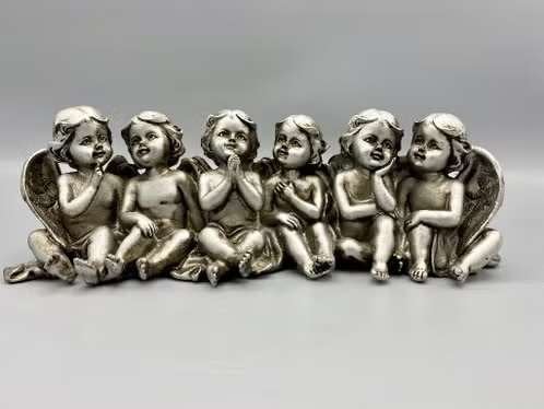 Beeld van zes engeltjes – polystone – 22,5 cm, Verzamelen, Beelden en Beeldjes, Ophalen of Verzenden, Zo goed als nieuw, Mens