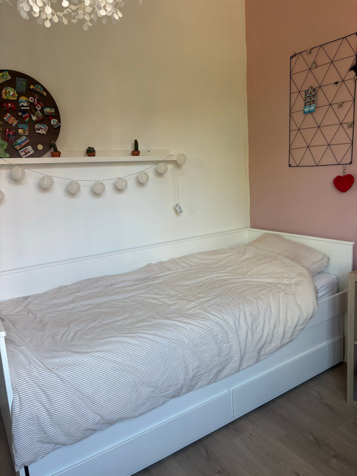 IKEA Hemnes bedbank met 2 lades - Wit (90x200 cm), Gebruikt, 90 cm, Eenpersoons, Wit
