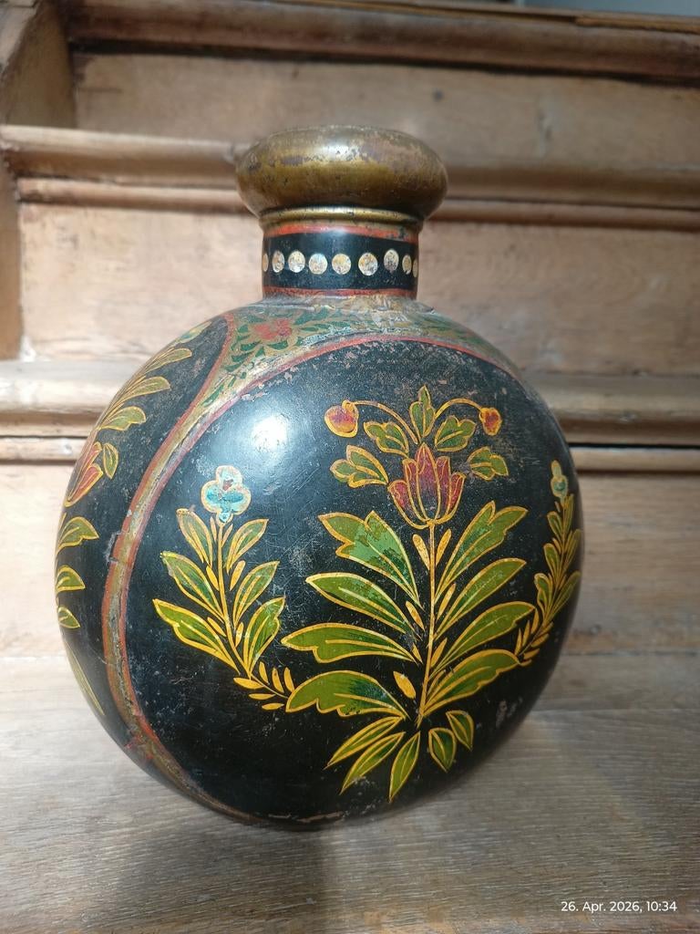 Metalen vaas India Rajasthan Mughal stijl, Ophalen of Verzenden