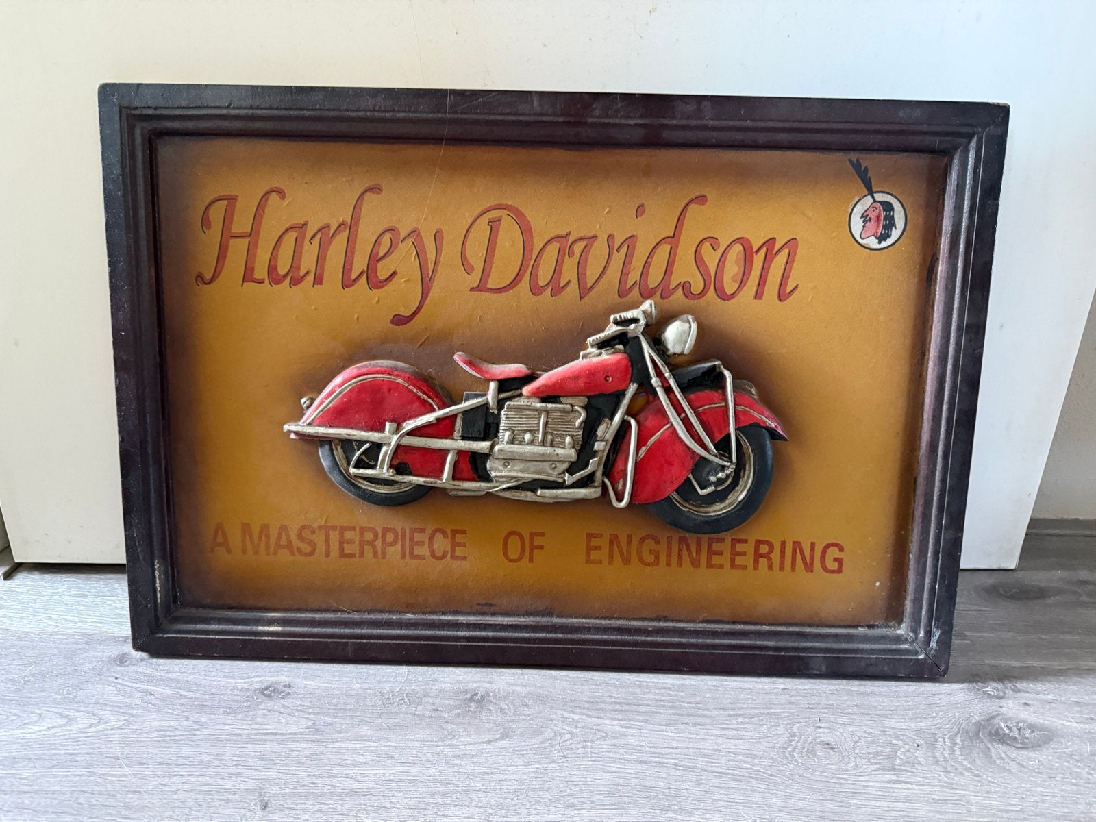 Harley Davidson Houten Bord - 60x40 cm, Gebruikt, Hout, Ophalen of Verzenden, Wandbord of Wandpaneel