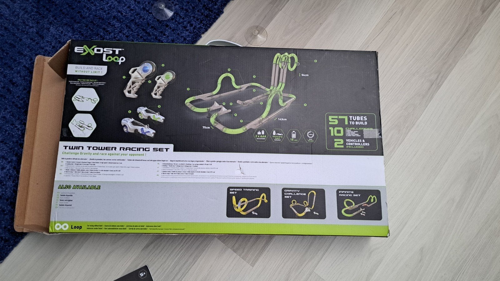 Exost Loop Twin Tower Racing Set - Racebaan met 2 auto's, Racebaan, Zo goed als nieuw, Elektrisch, Ophalen