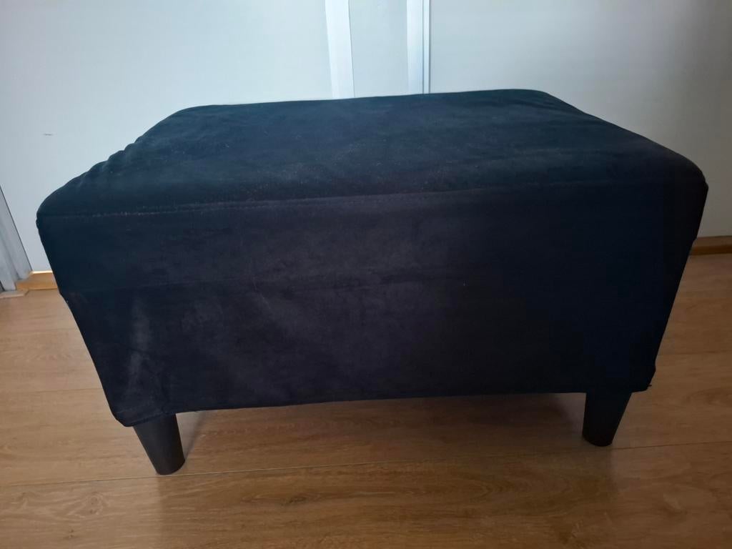 Velvet zwarte poef, Ophalen, Zo goed als nieuw, 50 tot 75 cm, Vierkant